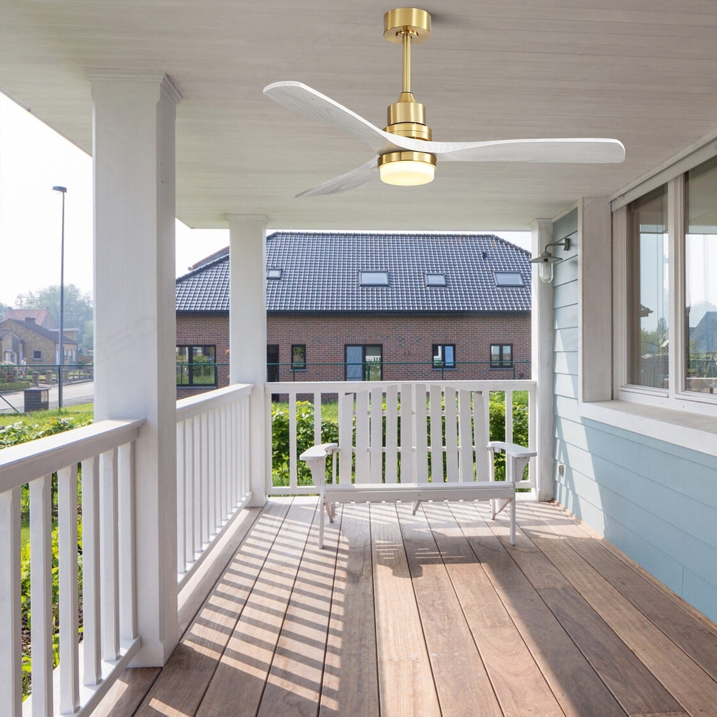 Sofucor Ventilatore da soffitto interno in legno da 52 pollici con luce e telecomando, luce integrata opzionale