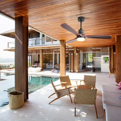 Sofucor Ventilatore da soffitto interno in legno da 52 pollici con luce e telecomando, luce integrata opzionale