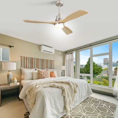 Sofucor Ventilatore da soffitto interno in legno da 52 pollici con luce e telecomando, luce integrata opzionale