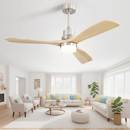 Sofucor Ventilatore da soffitto interno in legno da 52 pollici con luce e telecomando, luce integrata opzionale