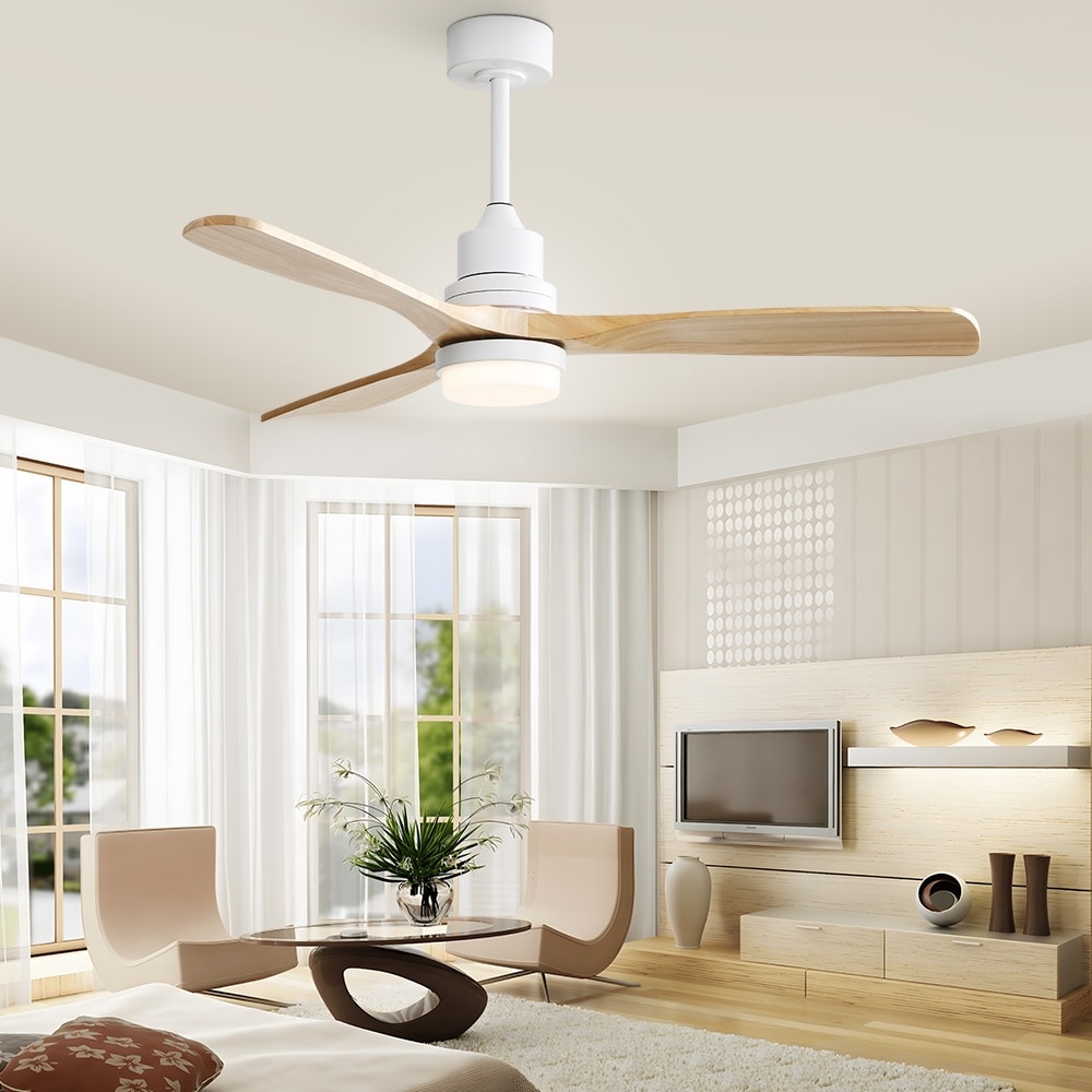 Sofucor Ventilatore da soffitto interno in legno da 52 pollici con luce e telecomando, luce integrata opzionale
