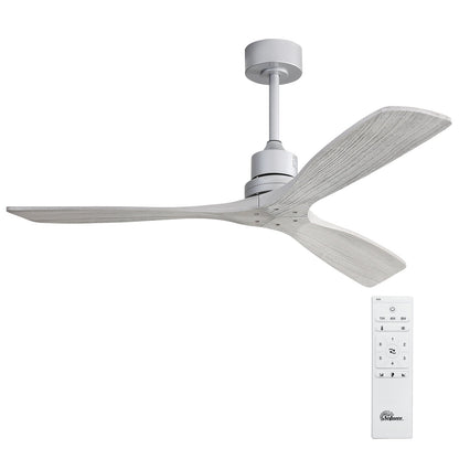 Ventilatore da soffitto moderno da 52 pollici in legno massello/ABS con telecomando (senza luce), 6 velocità, flusso d'aria reversibile.