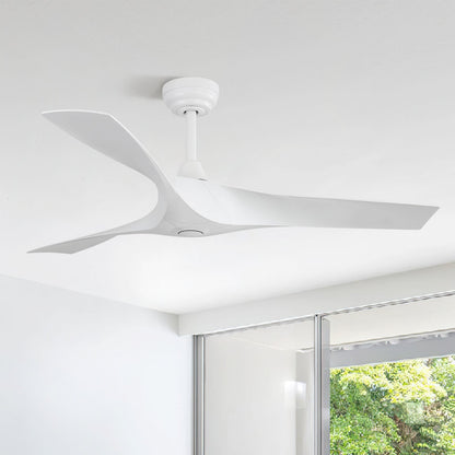 Ventilatore da soffitto moderno da 52 pollici in legno massello/ABS con telecomando (senza luce), 6 velocità, flusso d'aria reversibile.
