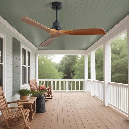 Ventilatore da soffitto moderno da 52 pollici in legno massello/ABS con telecomando (senza luce), 6 velocità, flusso d'aria reversibile.