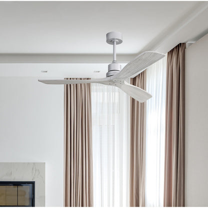 Ventilatore da soffitto moderno da 52 pollici in legno massello/ABS con telecomando (senza luce), 6 velocità, flusso d'aria reversibile.