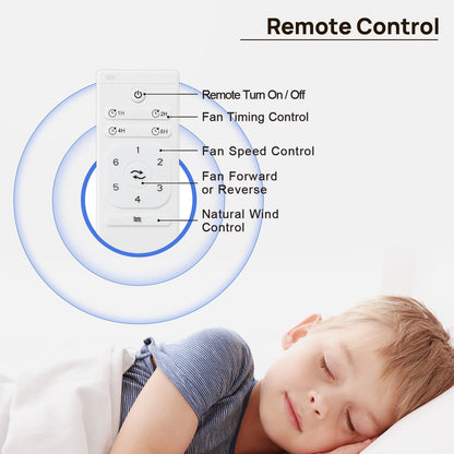 Ventilatore da soffitto moderno da 52 pollici in legno massello/ABS con telecomando (senza luce), 6 velocità, flusso d'aria reversibile.