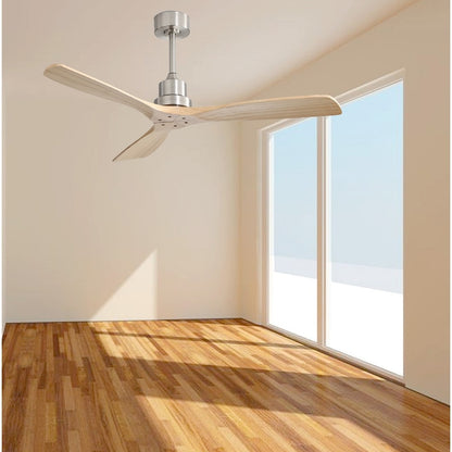 Ventilatore da soffitto moderno da 52 pollici in legno massello/ABS con telecomando (senza luce), 6 velocità, flusso d'aria reversibile.