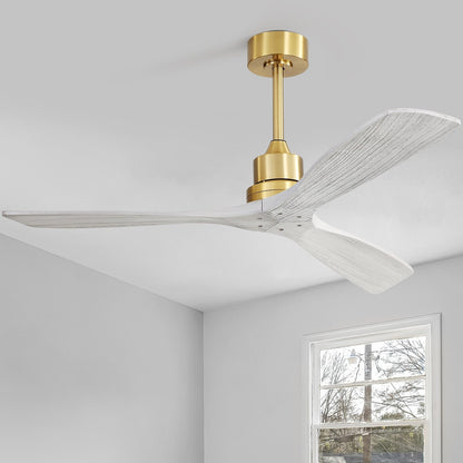 Ventilatore da soffitto moderno da 52 pollici in legno massello/ABS con telecomando (senza luce), 6 velocità, flusso d'aria reversibile.