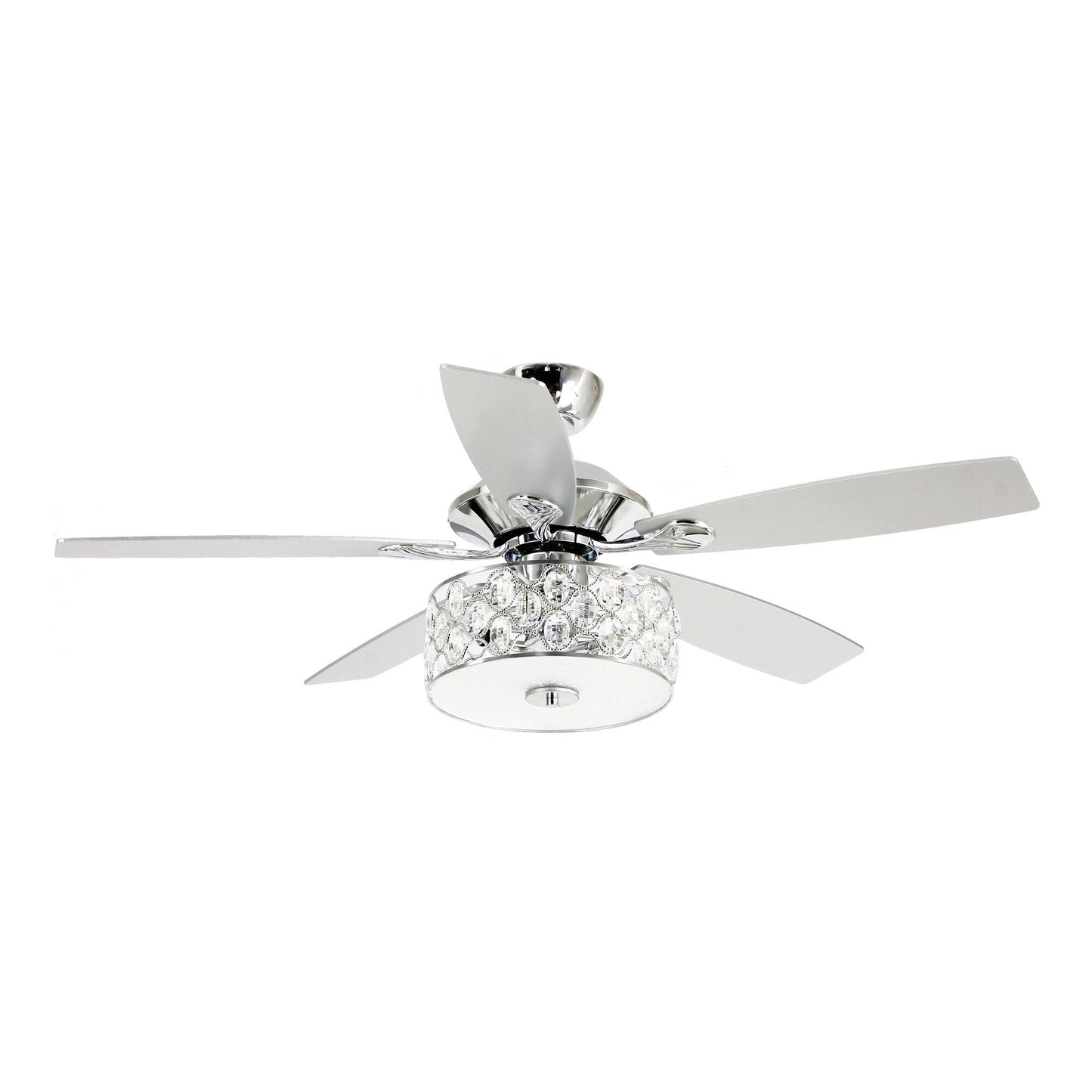 Luce di soffitto a soffione con telecomando, 52 pollici, 4 luci, stile moderno, con cristalli.