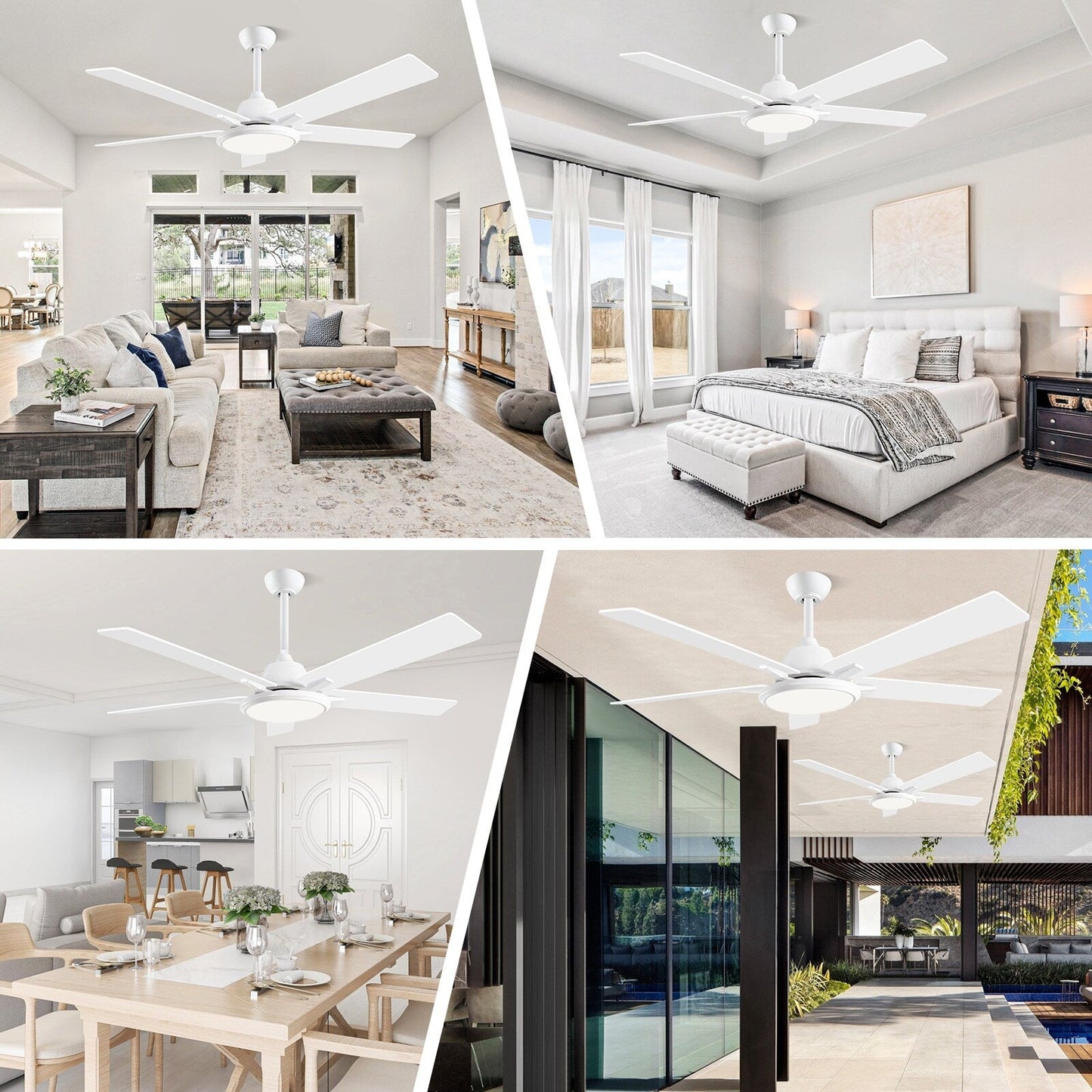 Ventilatori da soffitto moderni da 52 pollici con luce e telecomando, LED dimmerabile