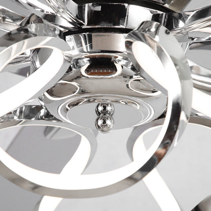 Ventilatore da soffitto a LED dimmerabile da interno da 52 pollici, cromato/nero, con luce e telecomando.