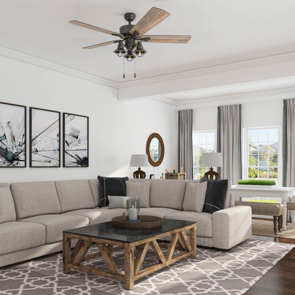 Ventilatore da soffitto a LED con luce, telecomando e finitura bronzo, modello Sivan della linea Prominence Home, diametro 52 pollici.