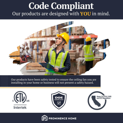 Ventilatore da soffitto a LED con luce, telecomando e finitura bronzo, modello Sivan della linea Prominence Home, diametro 52 pollici.