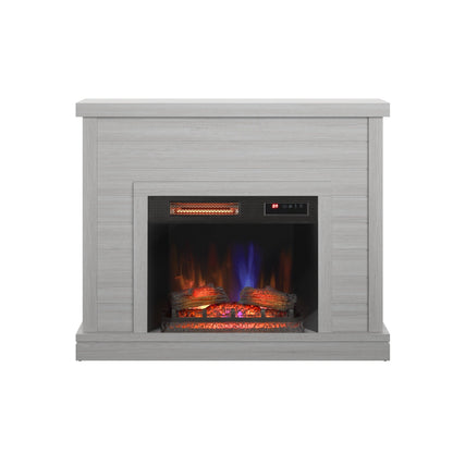 Mantello da parete in lambris con inserto per camino 3D da 52 pollici