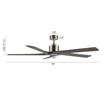 Ventilatore da soffitto interno WINGBO da 54 pollici con motore DC, senza luci - N/A