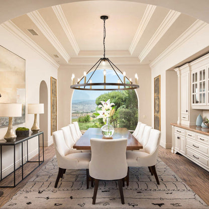 Lampadario a ruota di carro rotonda da 54 pollici con 24 luci