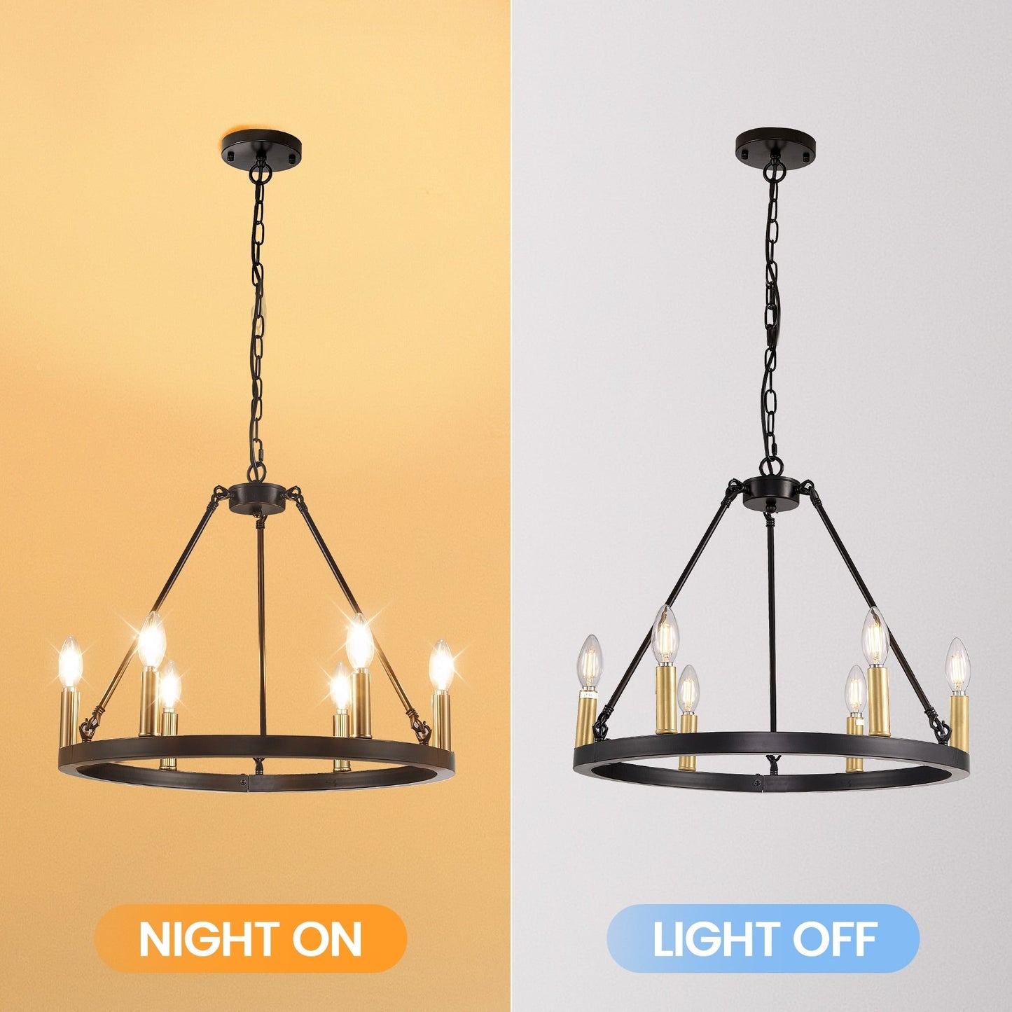 Lampadario a ruota di carro rotonda da 54 pollici con 24 luci