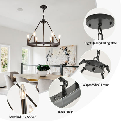 Lampadario a ruota di carro rotonda da 54 pollici con 24 luci