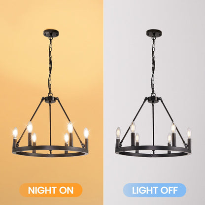 Lampadario a ruota di carro rotonda da 54 pollici con 24 luci