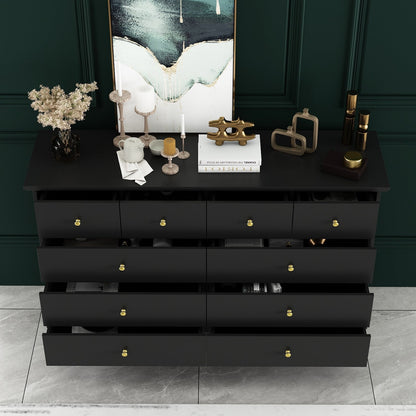 Comò da camera da letto doppia larga 55,1 pollici con cassetti portaoggetti