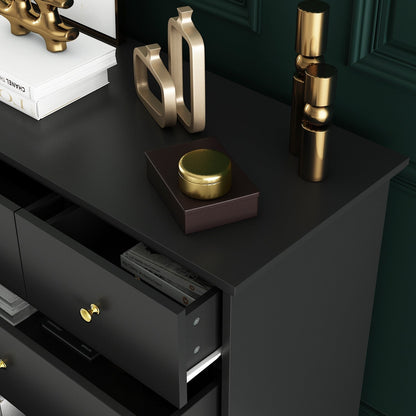 Comò da camera da letto doppia larga 55,1 pollici con cassetti portaoggetti