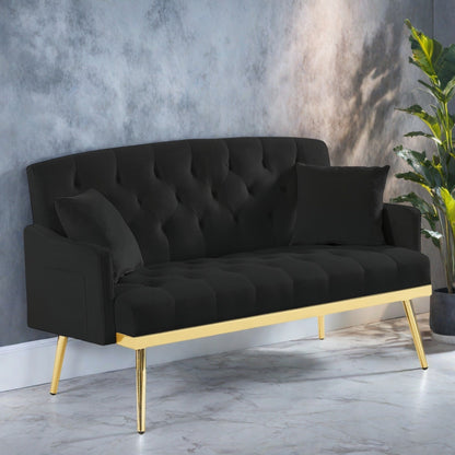 Divano 2 posti in velluto 55.5 con 2 cuscini, design moderno e montaggio facile.