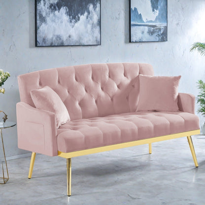 Divano 2 posti in velluto 55.5 con 2 cuscini, design moderno e montaggio facile.