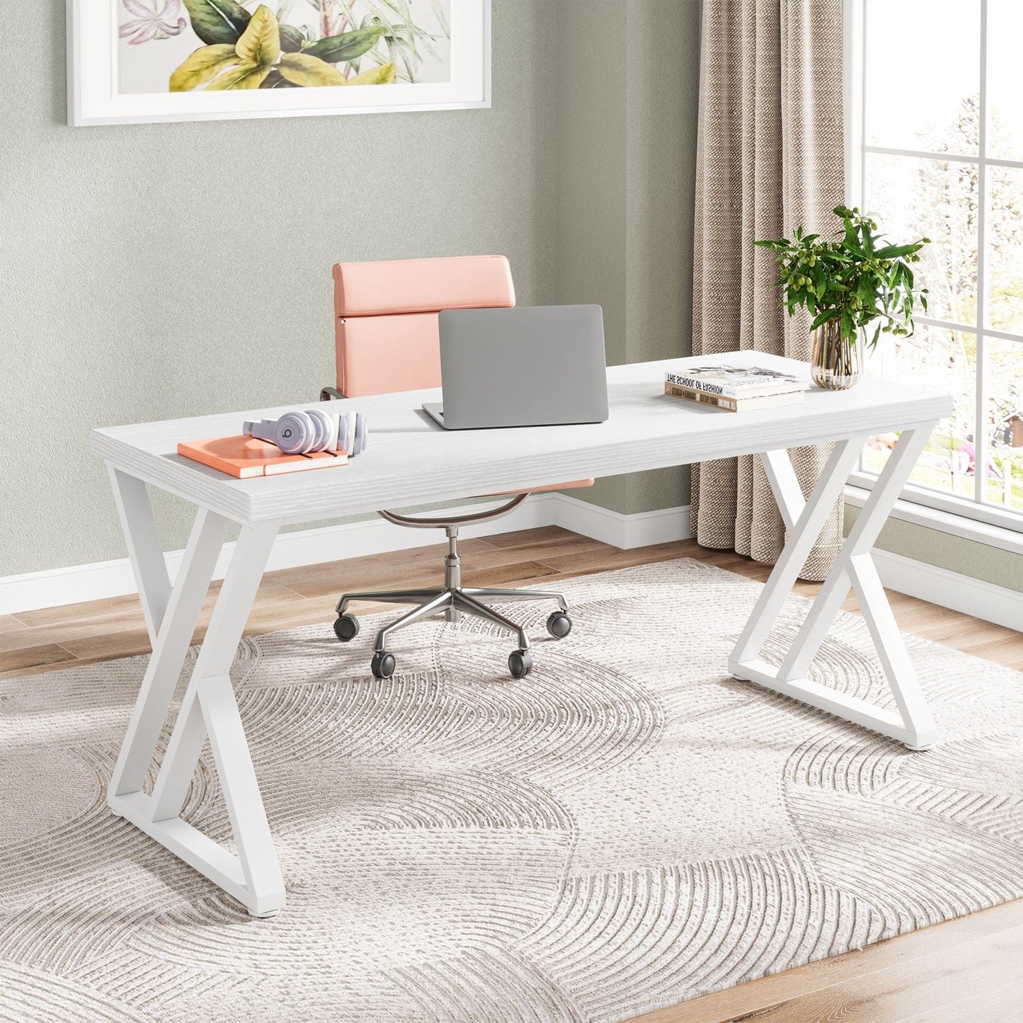 Scrivania per computer robusta, scrivania da ufficio, 55"