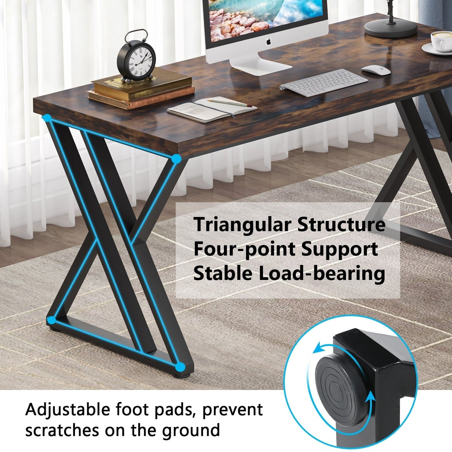 Scrivania per computer robusta, scrivania da ufficio, 55"