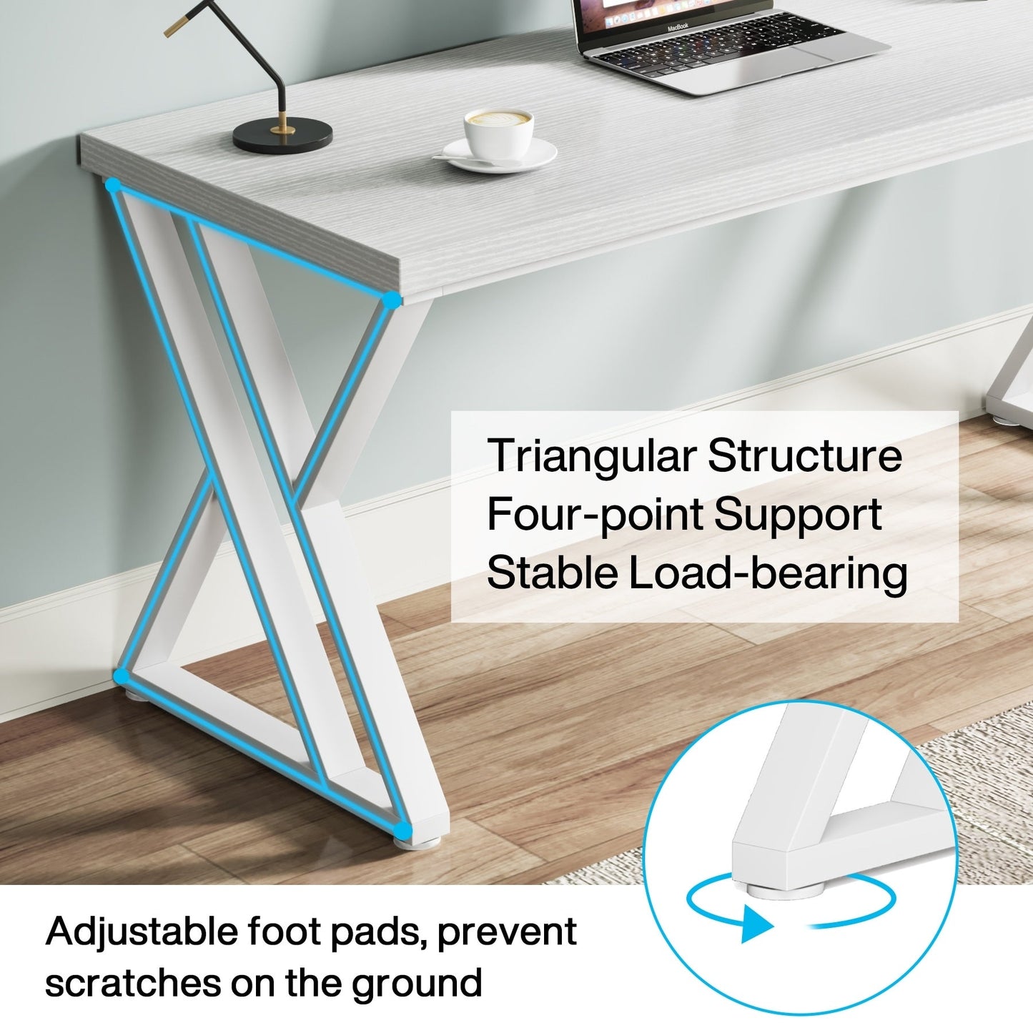 Scrivania per computer robusta, scrivania da ufficio, 55"