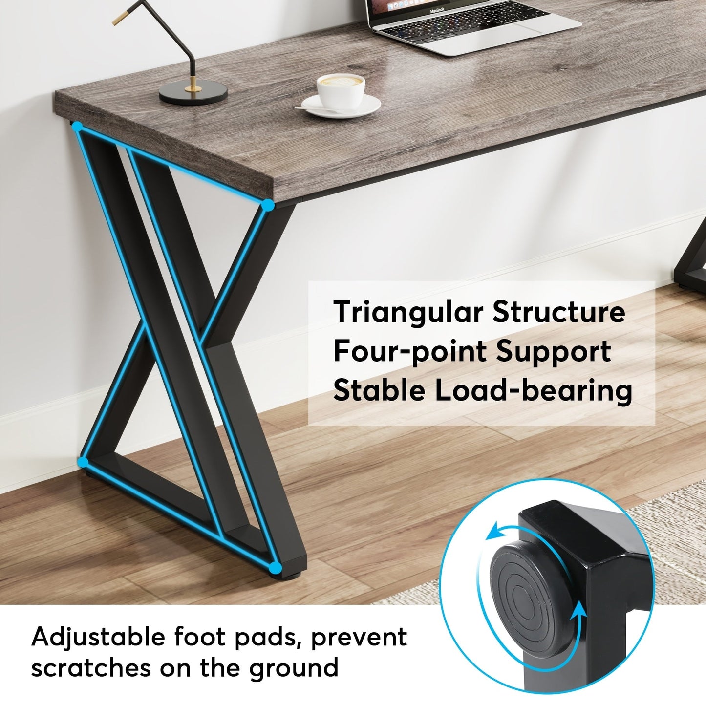 Scrivania per computer robusta, scrivania da ufficio, 55"