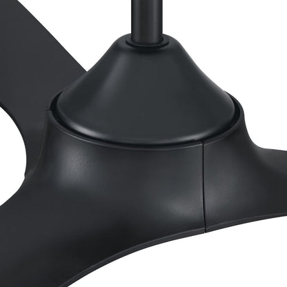 Ventilatore da soffitto a 56 pollici con motore a corrente continua, 3 pale, nero, moderno, con telecomando.