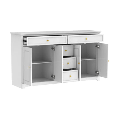 Buffet con ripiani 59.1'' bianco, stile Mid-Century Modern, contemporaneo, laccato