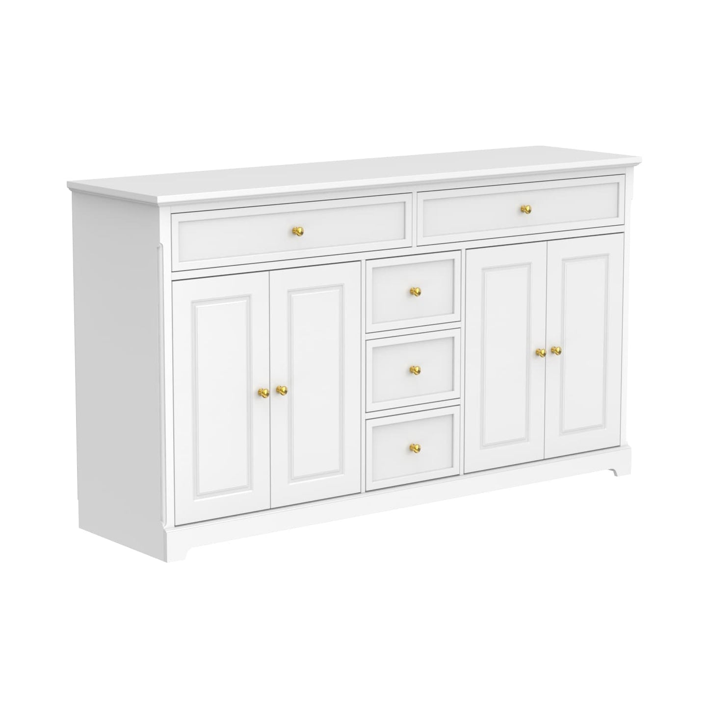 Buffet con ripiani 59.1'' bianco, stile Mid-Century Modern, contemporaneo, laccato