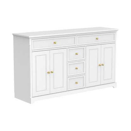 Buffet con ripiani 59.1'' bianco, stile Mid-Century Modern, contemporaneo, laccato