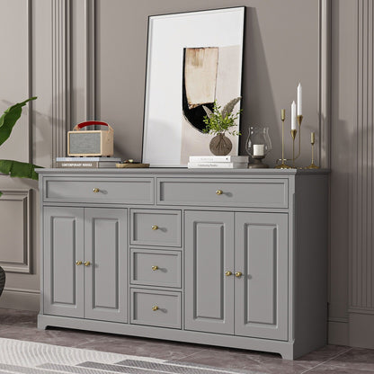 Buffet con ripiani 59.1'' bianco, stile Mid-Century Modern, contemporaneo, laccato