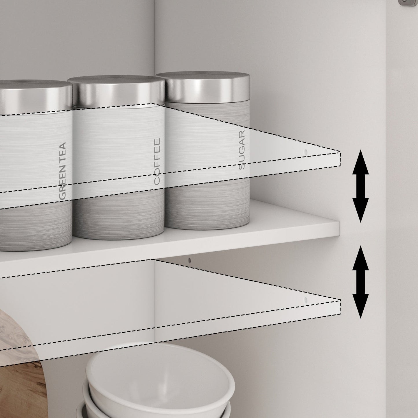 Buffet con ripiani 59.1'' bianco, stile Mid-Century Modern, contemporaneo, laccato