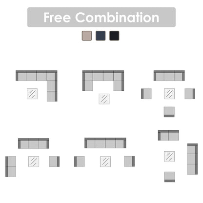 Gruppo di sedute componibili da esterno per 6 persone con cuscini