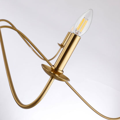 Lampadario minimalista a 6 luci da 64 pollici in nero opaco/oro/cromo - N/A