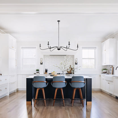 Lampadario minimalista a 6 luci da 64 pollici in nero opaco/oro/cromo - N/A