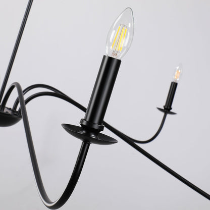 Lampadario minimalista a 6 luci da 64 pollici in nero opaco/oro/cromo - N/A