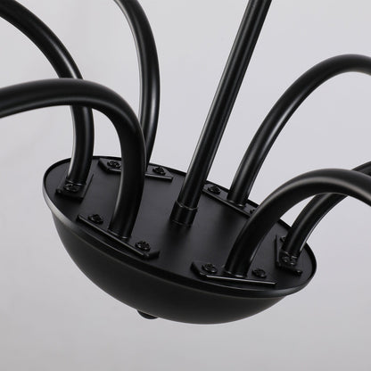 Lampadario minimalista a 6 luci da 64 pollici in nero opaco/oro/cromo - N/A