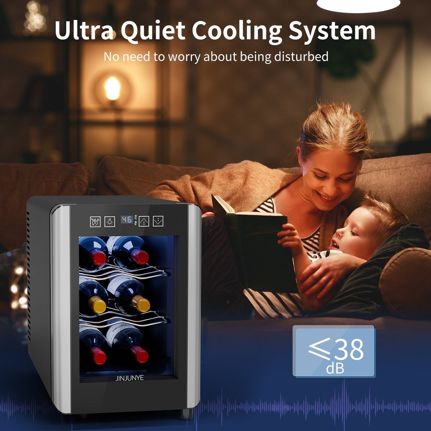 Frigorifero per vino da 6 bottiglie (18-19°C), mini refrigeratore per bevande da esterno per l'estate, con controllo della temperatura.