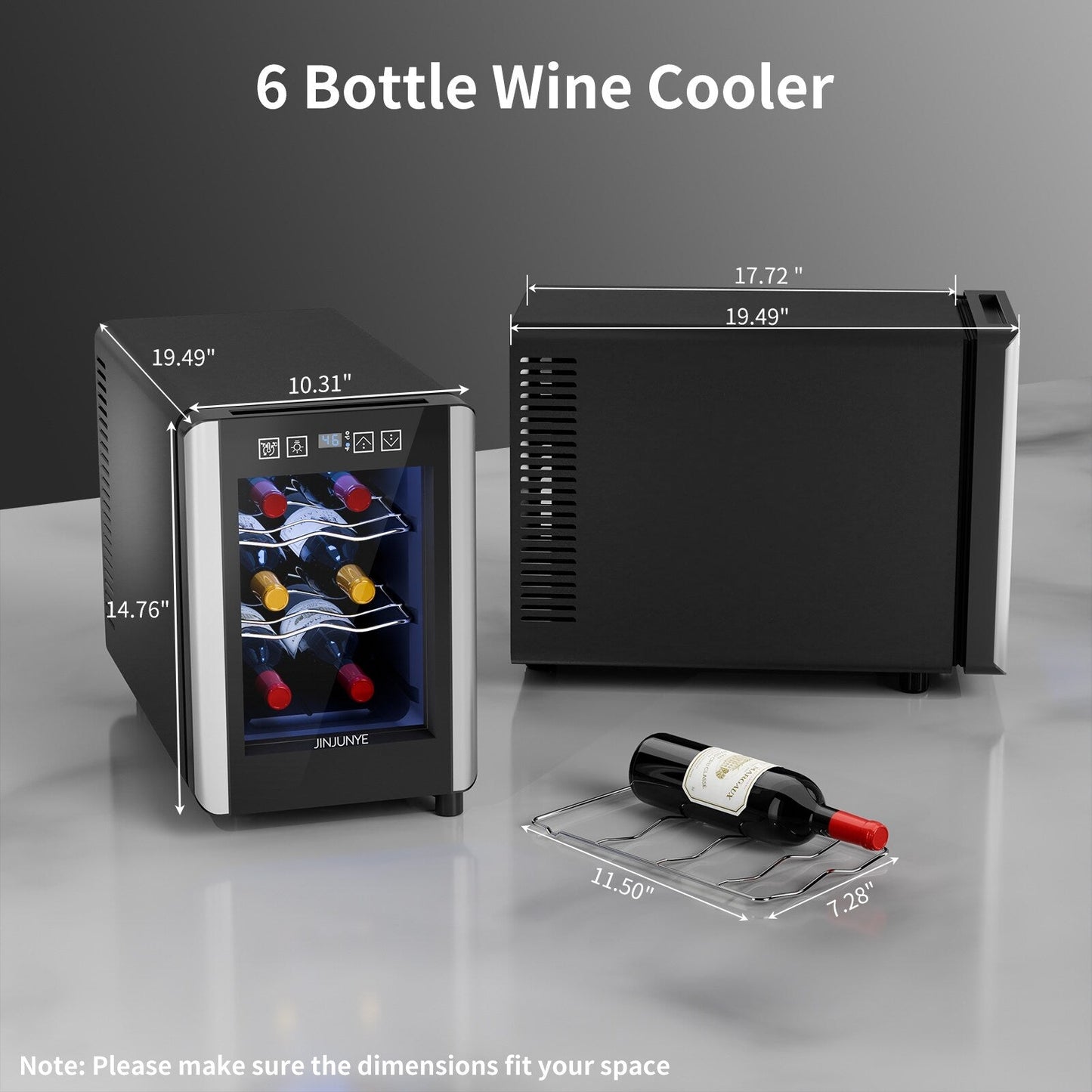 Frigorifero per vino da 6 bottiglie (18-19°C), mini refrigeratore per bevande da esterno per l'estate, con controllo della temperatura.