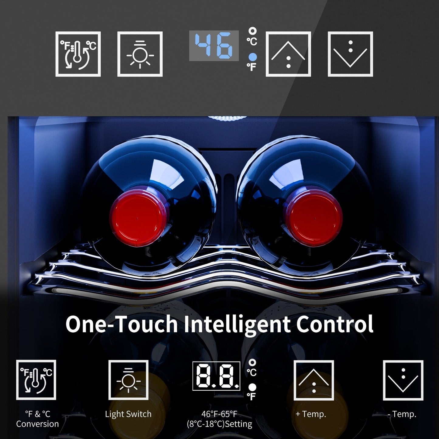Frigorifero per vino da 6 bottiglie (18-19°C), mini refrigeratore per bevande da esterno per l'estate, con controllo della temperatura.