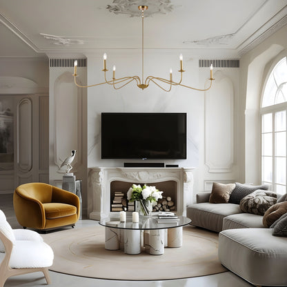 Lampadario minimalista a 6 luci da 64 pollici in nero opaco/oro/cromo - N/A