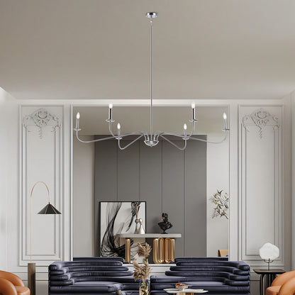 Lampadario minimalista a 6 luci da 64 pollici in nero opaco/oro/cromo - N/A