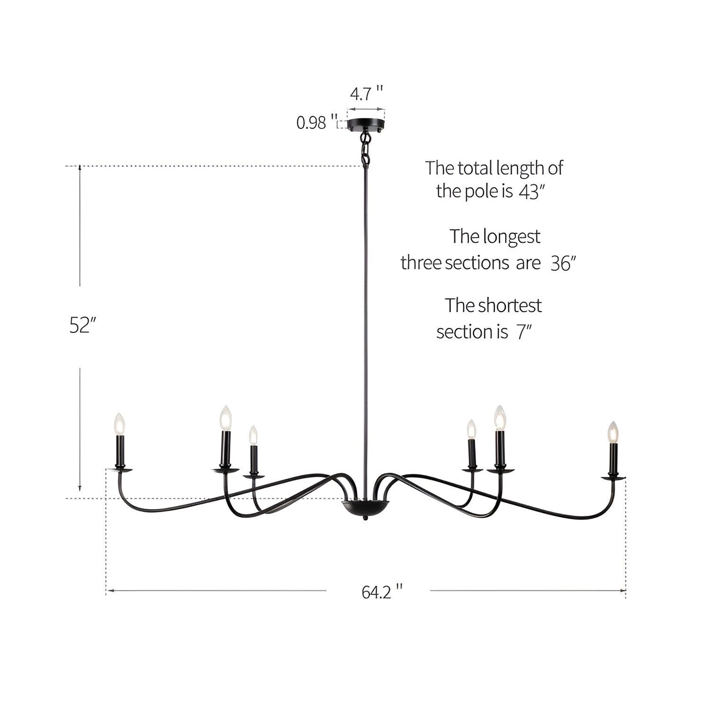 Lampadario classico francese minimalista a 6 luci con illuminazione a stile candela