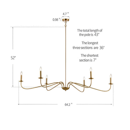 Lampadario classico francese minimalista a 6 luci con illuminazione a stile candela