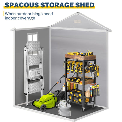 Ripostiglio da esterno in resina resistente alle intemperie, con pavimento, a forma di guglia, disponibile nelle dimensioni: 6 ft x 4 ft/6 ft x 8 ft/8 ft x 6 ft/8 ft x 10 ft.